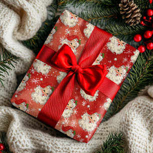 Waterverf Santa Retro Cadeaupapier