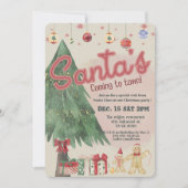 waterverf Santa retro vakantie feestuitnodiging Kaart (Voorkant)