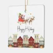 Waterverf santa schattig familie kerst keramisch ornament (Links)
