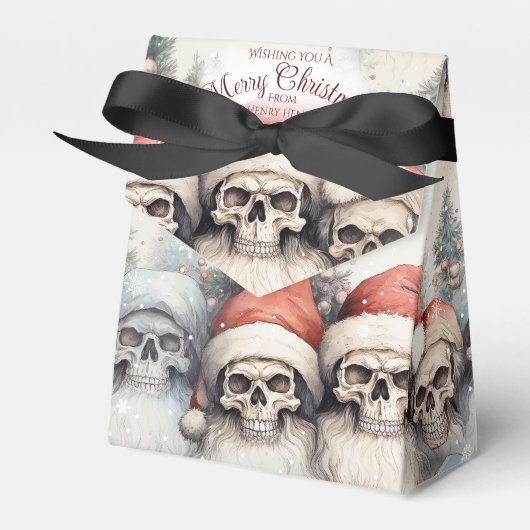 Waterverf Santa Skulls Kerstmis Groet Bedankdoosjes (Voorkant Zijde)