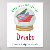 Waterverf Santa slee - Drinken Poster (Voorkant)