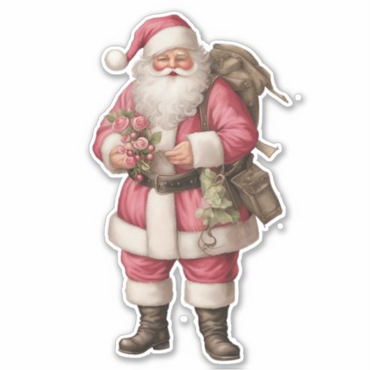  Waterverf Santa Sticker (Voorkant)