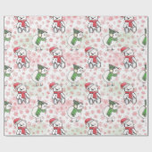 Waterverf santa teddy beer en birdie Kerstmis Cadeaupapier (Vlak)