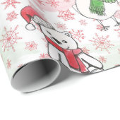 Waterverf santa teddy beer en birdie Kerstmis Cadeaupapier (Rol Hoek)