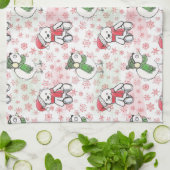 Waterverf santa teddy beer en birdie Kerstmis Theedoek (Gevouwen)