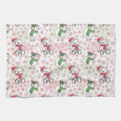 Waterverf santa teddy beer en birdie Kerstmis Theedoek (Horizontaal)