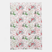 Waterverf santa teddy beer en birdie Kerstmis Theedoek (Verticaal)