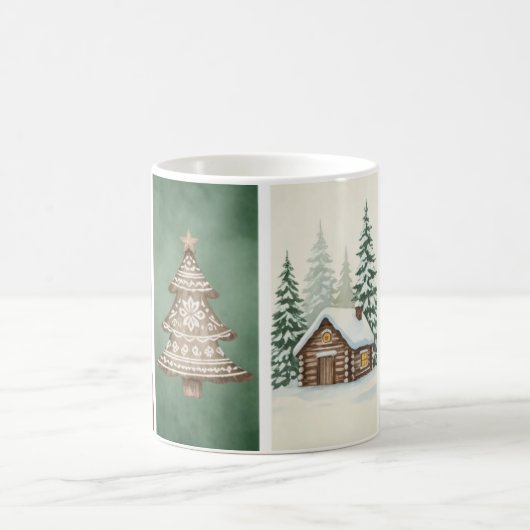 Waterverf Santa, Tree & Fox Mok (Center)