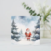 Waterverf Santa Vakantie Kaart (Staand voorkant)