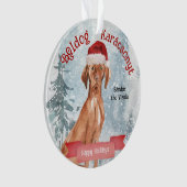 Waterverf Santa Vizsla Boldog Karácsonyt Ornament (voorkant)