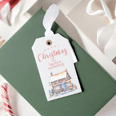 Waterverf Santa's Workshop Familie Gift Label Cadeaulabel