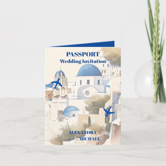 Waterverf Santorini Bestemming bruiloft (Voorkant)