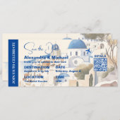 Waterverf Santorini Bestemming bruiloft Kaart (Voorkant / Achterkant)