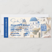 Waterverf Santorini Bestemming bruiloft Kaart (Voorkant)