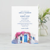 Waterverf Santorini Bestemming Griekenland Huwelij Kaart (Staand voorkant)