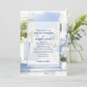 Waterverf Santorini Bestemming Griekenland Huwelij Kaart (Staand voorkant)