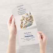 Waterverf-Santorini-bestemming komt helemaal binne All In One Uitnodiging (Afscheurbaar)