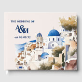Waterverf Santorini Bestemmingsbruiloft Gastenboek (Voorkant)