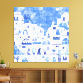 Waterverf Santorini Canvas Afdruk (Insitu (Woonkamer))