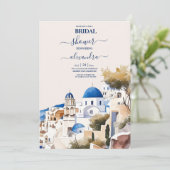 Waterverf Santorini Destination Bridal Kaart (Staand voorkant)