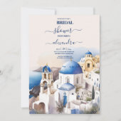 Waterverf Santorini Destination Bridal Uitnodiging (Voorkant)