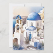 Waterverf Santorini Destination Bridal Uitnodiging (Achterkant)