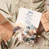 Waterverf Santorini Destination Bridal Uitnodiging