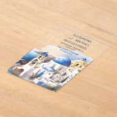 Waterverf Santorini Destination Wedding Acryl Uitnodigingen (Laagn)