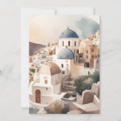 Waterverf Santorini Destination Wedding Invitation Kaart (Achterkant)