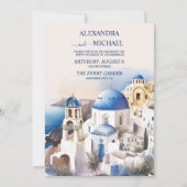 Waterverf Santorini Destination Wedding Kaart (Voorkant)