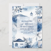 Waterverf Santorini Destination Wedding Kaart (Voorkant)