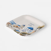 Waterverf Santorini Destination Wedding Papieren Bordje (Gebogen)
