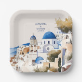 Waterverf Santorini Destination Wedding Papieren Bordje (Voorkant)