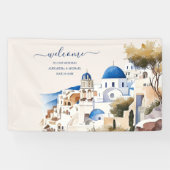 Waterverf Santorini Destination Wedding Spandoek (Horizontaal)