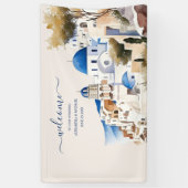 Waterverf Santorini Destination Wedding Spandoek (Verticaal)