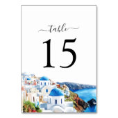 Waterverf Santorini Elegante Kust Bruiloft Kaart (Voorkant)