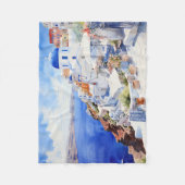 Waterverf Santorini Fleece Deken (Voorkant)