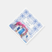 Waterverf Santorini Griekenland bruiloft blauw en  Servet (Hoek)