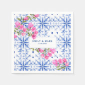 Waterverf Santorini Griekenland bruiloft blauw en  Servet (Voorkant)