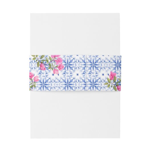 Waterverf Santorini Griekenland bruiloft blauw en  Uitnodigingen Wikkel (Achterkant Voorbeeld)