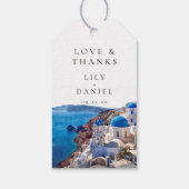 Waterverf Santorini Griekenland bruiloft Dank u Cadeaulabel (Achterkant)