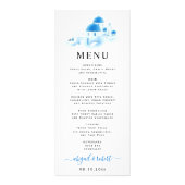Waterverf Santorini Griekenland bruiloft menu kaar (Voorkant)