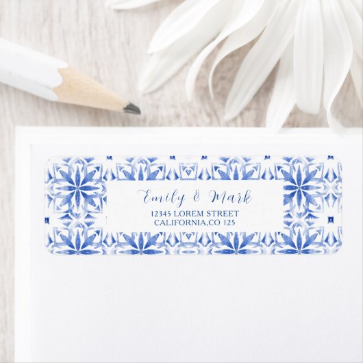 Waterverf Santorini Griekenland bruiloft retour ad Etiket (Insitu)