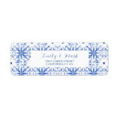 Waterverf Santorini Griekenland bruiloft retour ad Etiket (Voorkant)