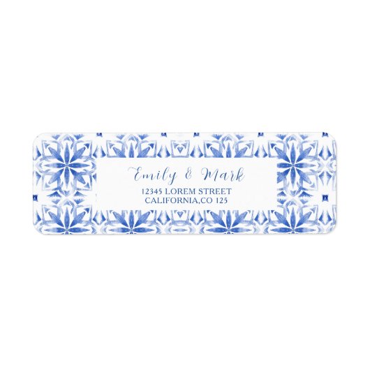 Waterverf Santorini Griekenland bruiloft retour ad Etiket (Voorkant)