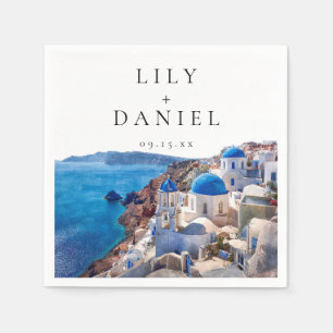 Waterverf Santorini Griekenland Destination Huweli Servet