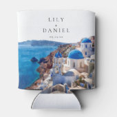 Waterverf Santorini Griekenland Destination Weddin Blikjeskoeler (Achterkant)