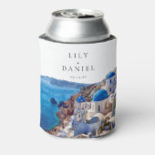 Waterverf Santorini Griekenland Destination Weddin Blikjeskoeler (Blikje Achterkant)