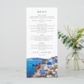 Waterverf Santorini Griekenland Destination Weddin Menu (Staand voorkant)