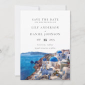 Waterverf Santorini Griekenland Destination Weddin Save The Date (Voorkant)